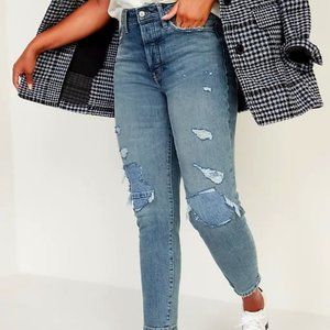 Old Navy O.G. Straight Button Fly Jeans Ripped w/ Patches NWT